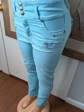 Bon Bon Up signature Stretch Colombian butt-lifting Jeans In Aqua Blue Size 13